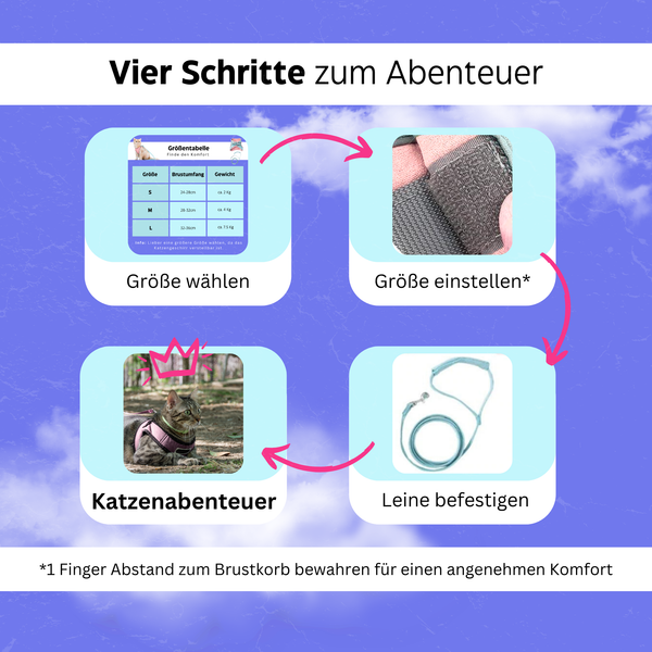 Gepolstertes Katzengeschirr inklusive Gratis Leine - Cloud Walker® von KleineKatze™